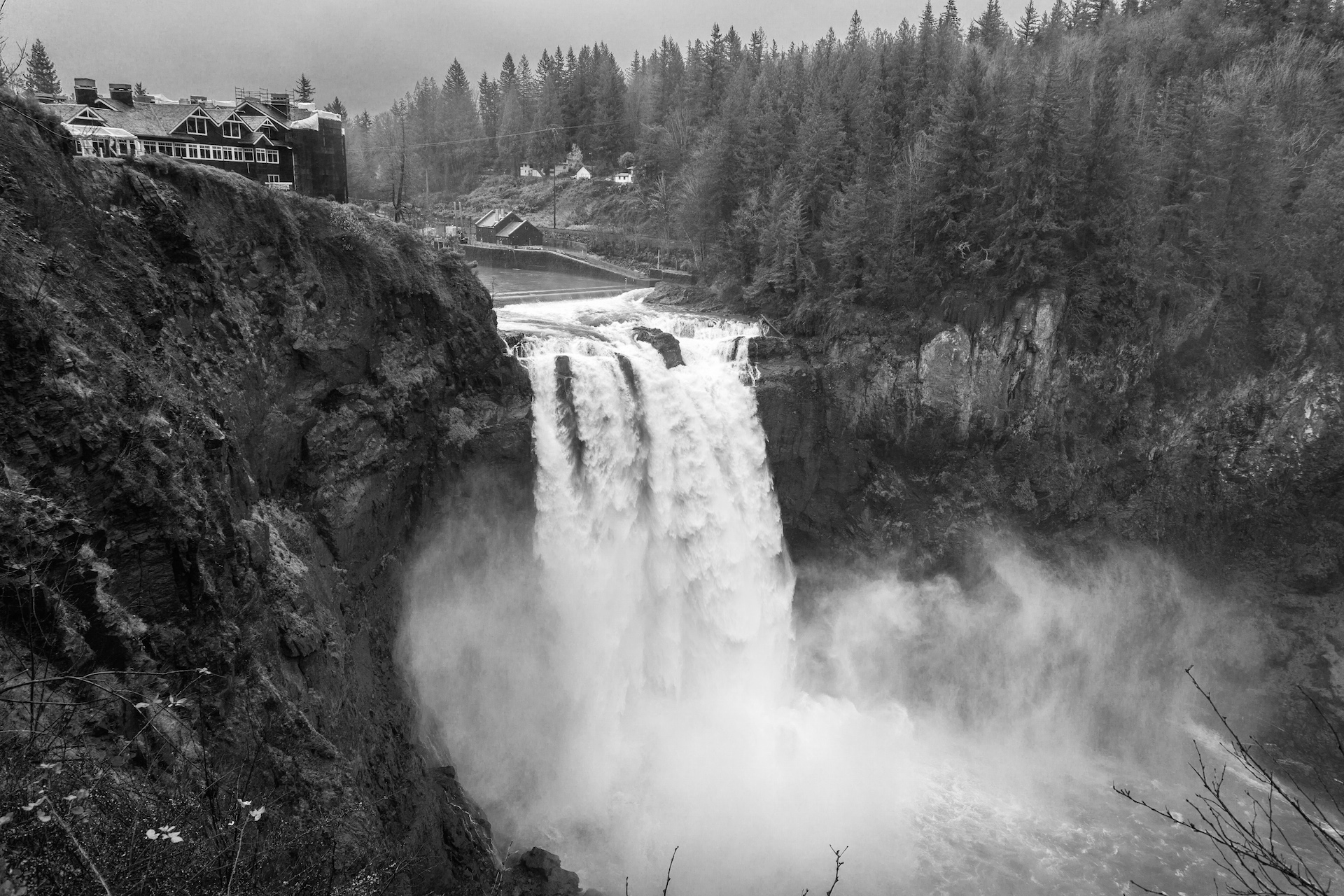 Snoqualmie Falls Black and White