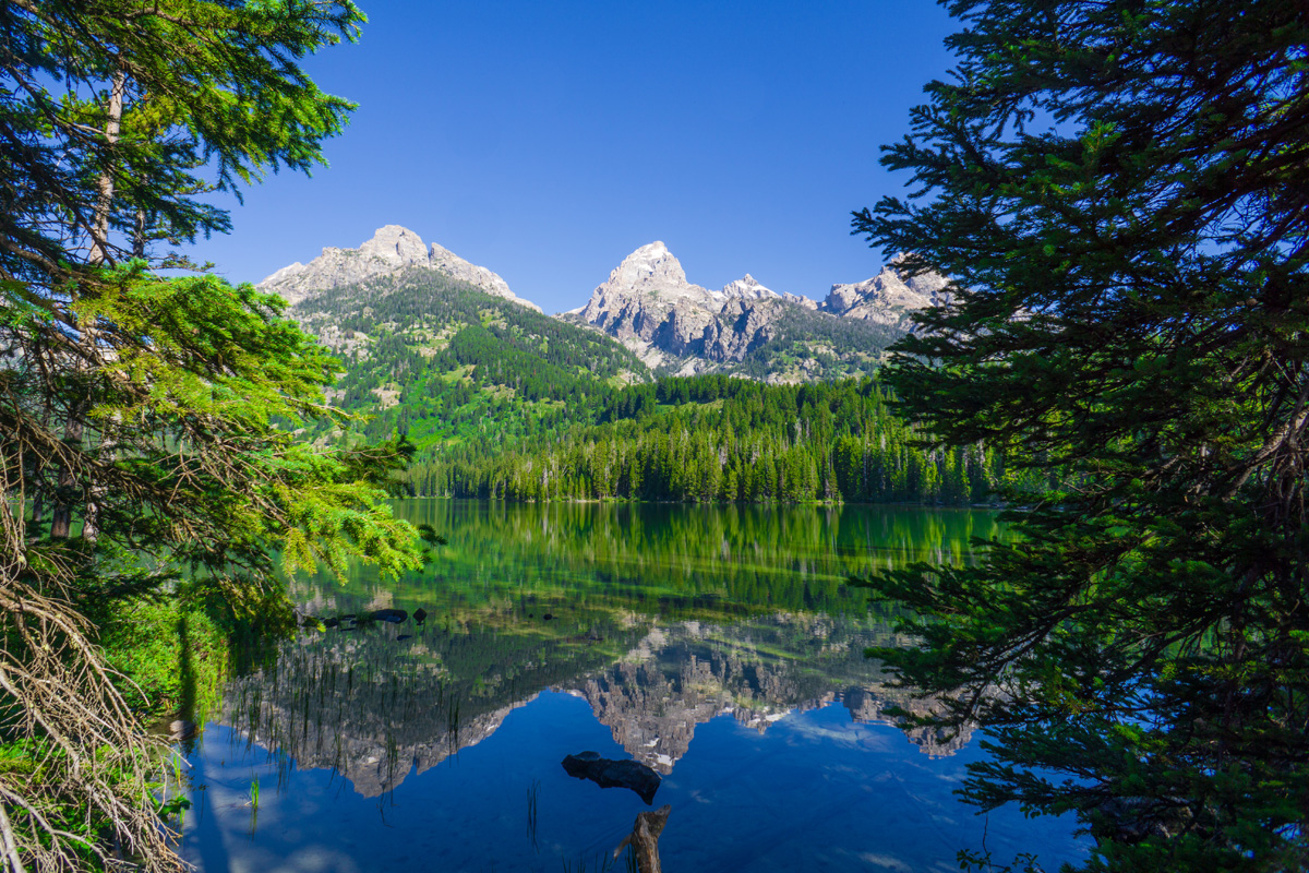 Grand teton reflected in Taggart Lake